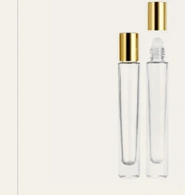 Frasco vidro cristal roll-on luxo dourada 10 ml