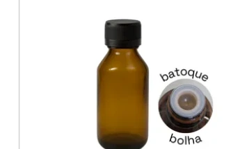 Frasco âmbar R24 tampa lacre + batoque bolha 60 ml
