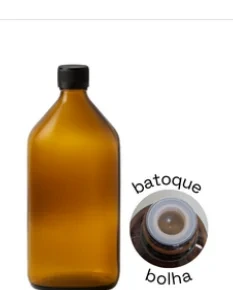 Frasco âmbar R24 tampa lacre + batoque bolha 500 ml