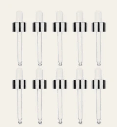 Pipeta vidro R18 luxo prateada bulbo branco (kit 10)