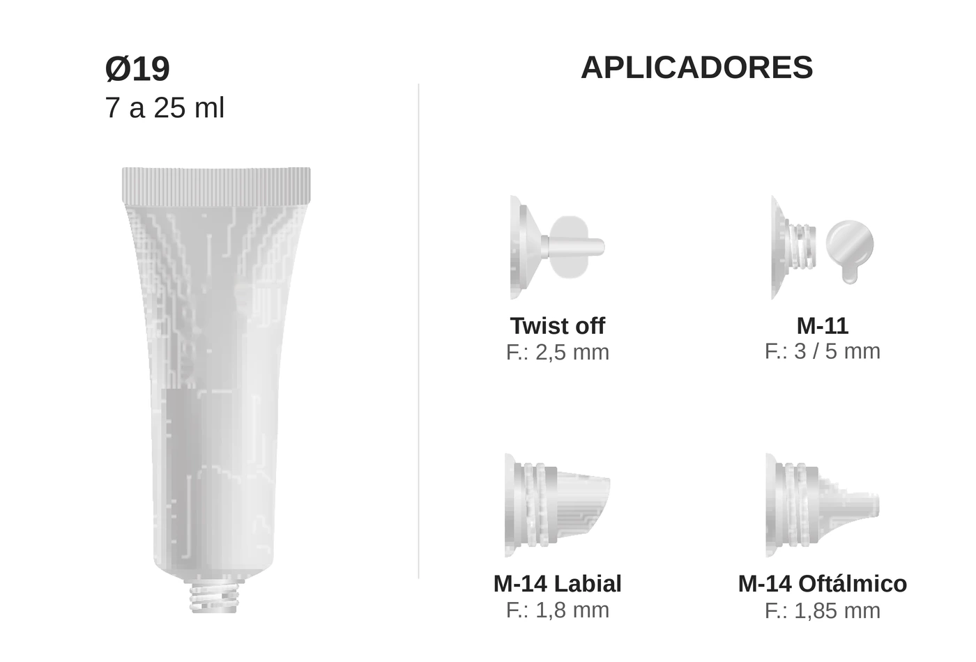 Bisnaga Ø19 Cilindrica 25ml