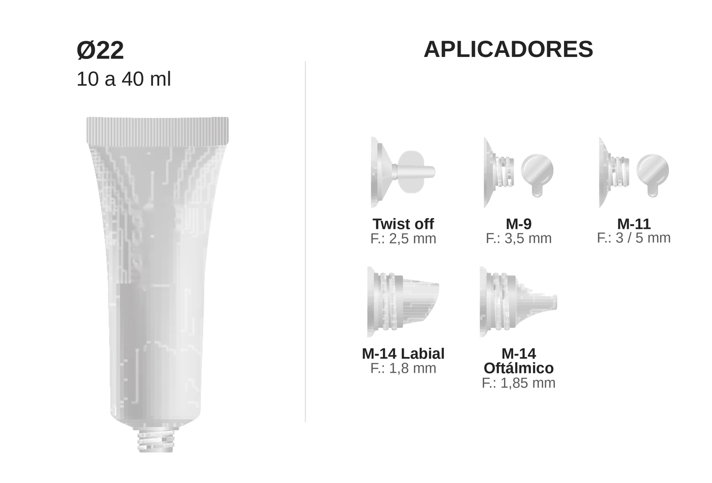 Bisnaga Ø22 Cilindrica 40ml